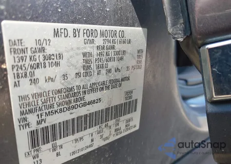 2013 Ford Explorer Xlt from USA, damaged, VIN 1FM5K8D89DGB46825